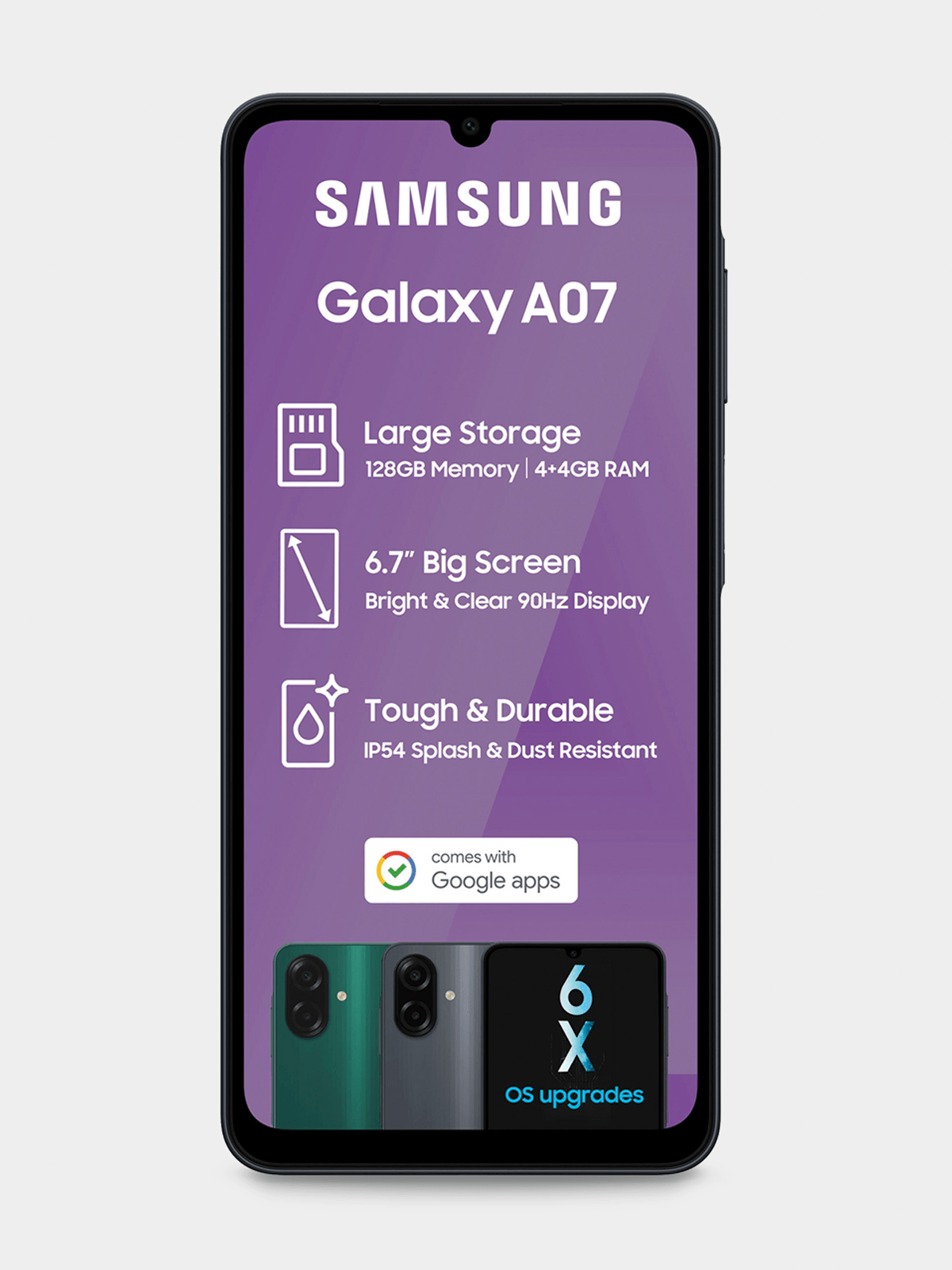 Samsung Galaxy A07s smartphone product photo