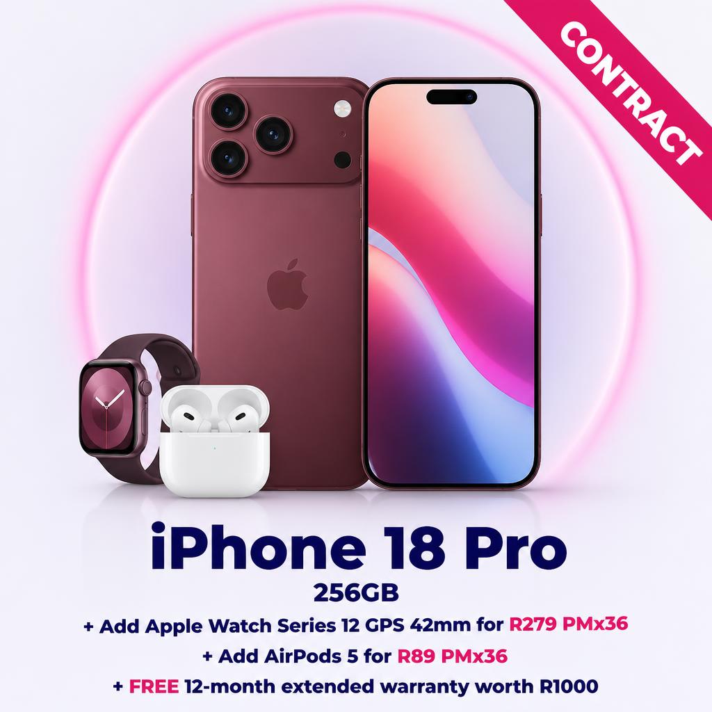 iPhone 18 Pro 256GB on contract in South Africa, R1,299 per month
