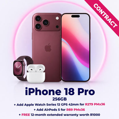 iPhone 18 Pro 256GB on contract in South Africa, R1,299 per month