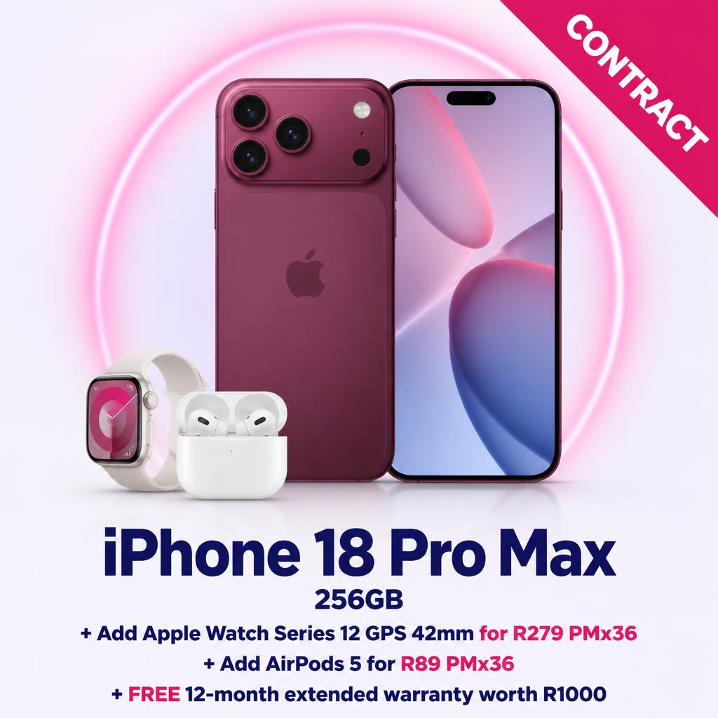 iPhone 18 Pro Max 256GB on contract in South Africa, R1,349 per month