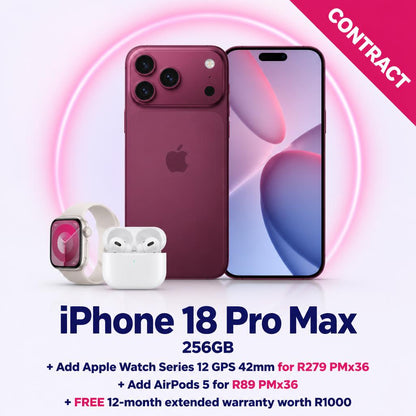 iPhone 18 Pro Max 256GB on contract in South Africa, R1,349 per month